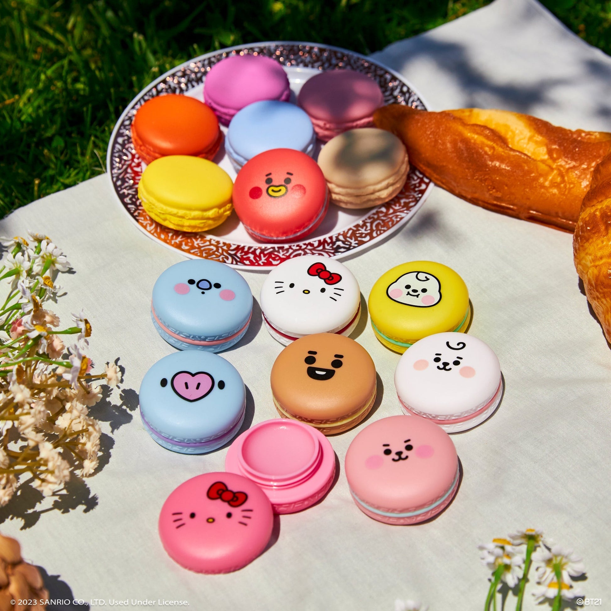 The Crème Shop: Hello Kitty & BT21 Macaron Lip Balm Complete Collection (Set of 14) - $140 Value Lip Balms