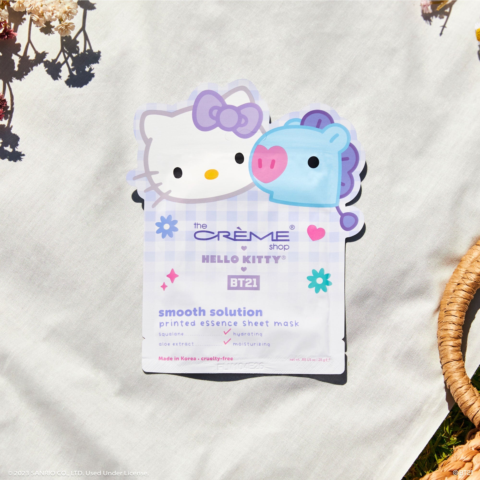 Hello Kitty & BT21 Smooth Solution Printed Essence Sheet Mask with Squalane and Aloe Extract, $4 