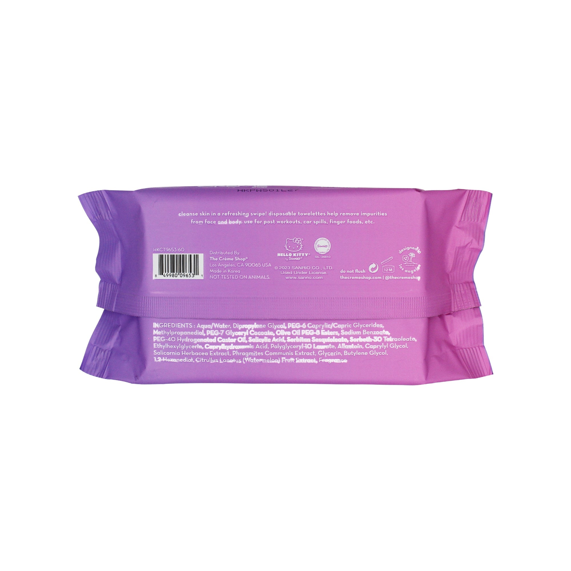 The Crème Shop x Hello Kitty(Purple) 3-In-1 Cleansing Towelettes - Watermelon Towelettes The Crème Shop x Sanrio 