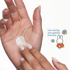 Miffy Flower Garden Body Lotion — lotion on a palm with non-greasy formula information
