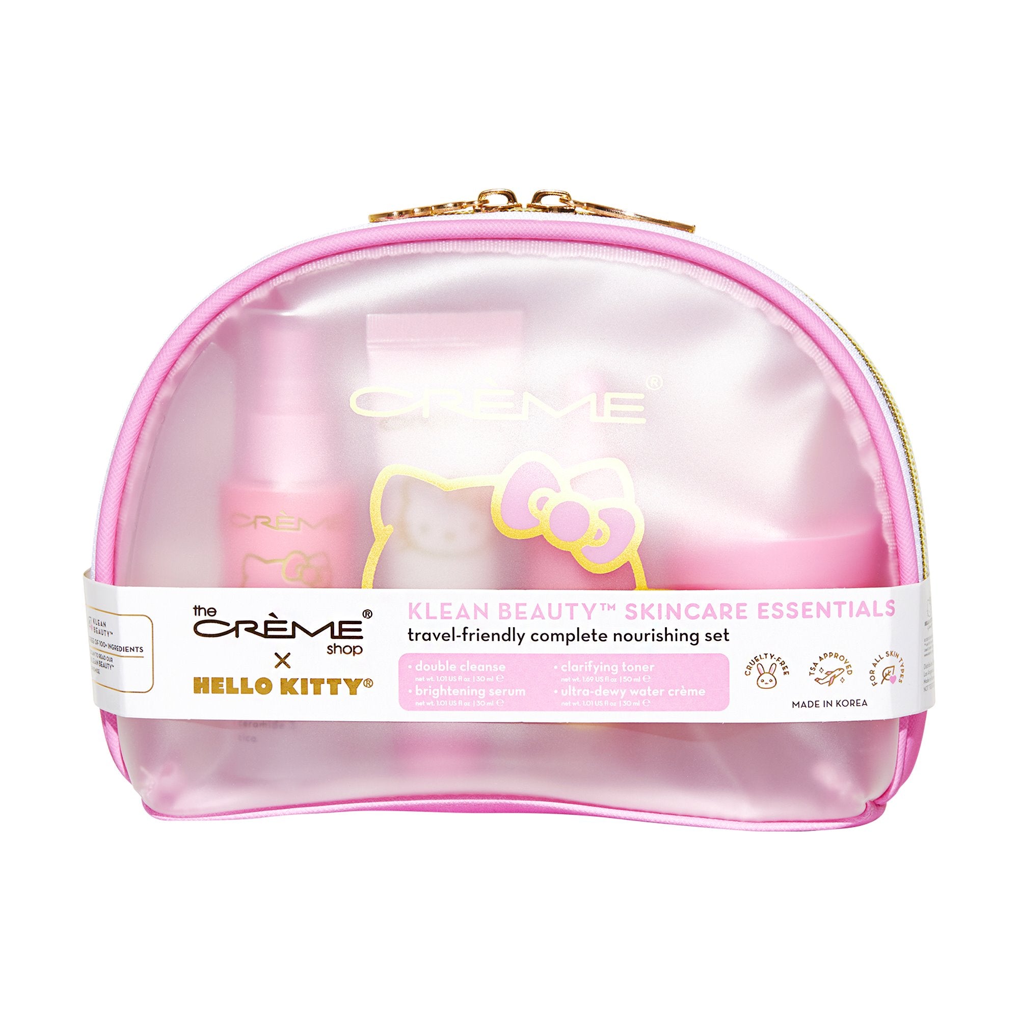 The Crème Shop x Hello Kitty Skincare Essentials - Klean Beauty™ 4PC Travel Bag Set Skin Care The Crème Shop x Sanrio 