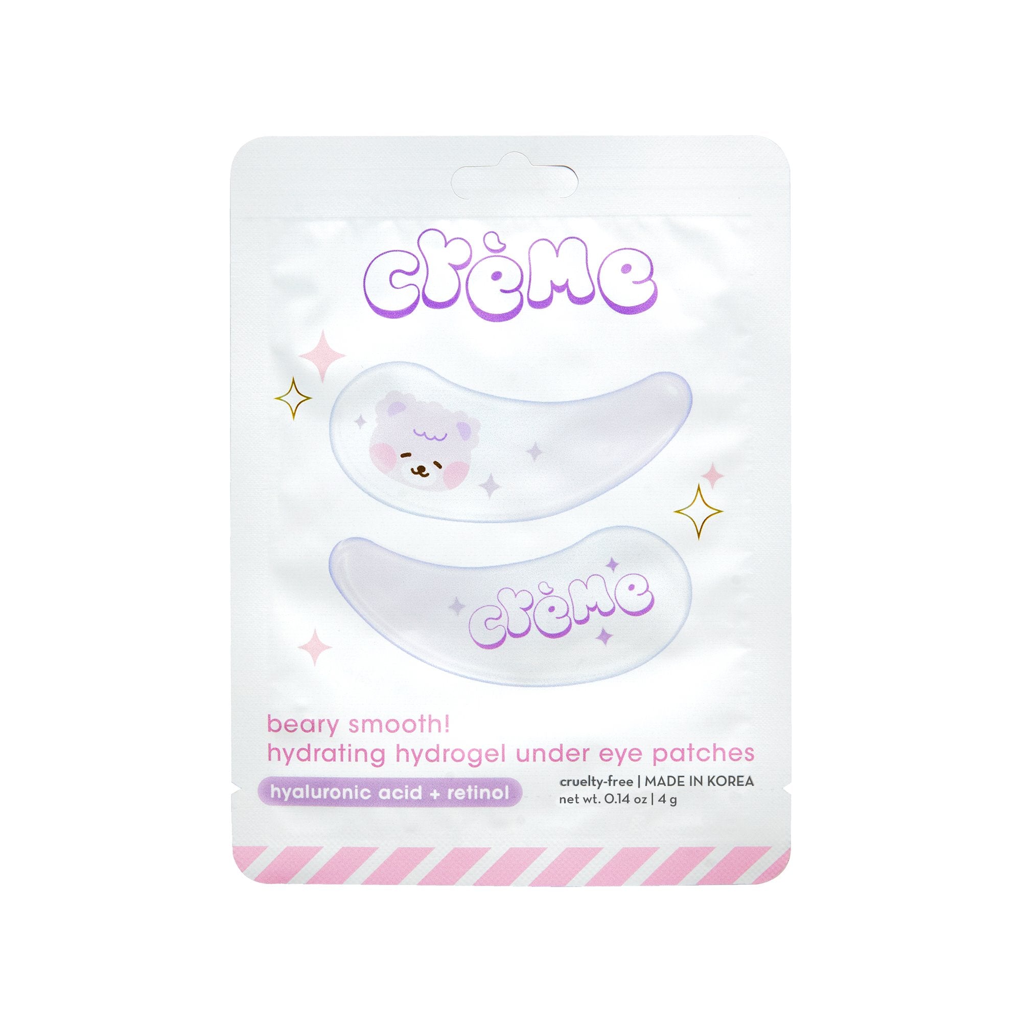 Beary Smooth Hydrogel Under Eye Patches - Hyaluronic Acid & Retinol Under Eye Patches The Crème Shop 
