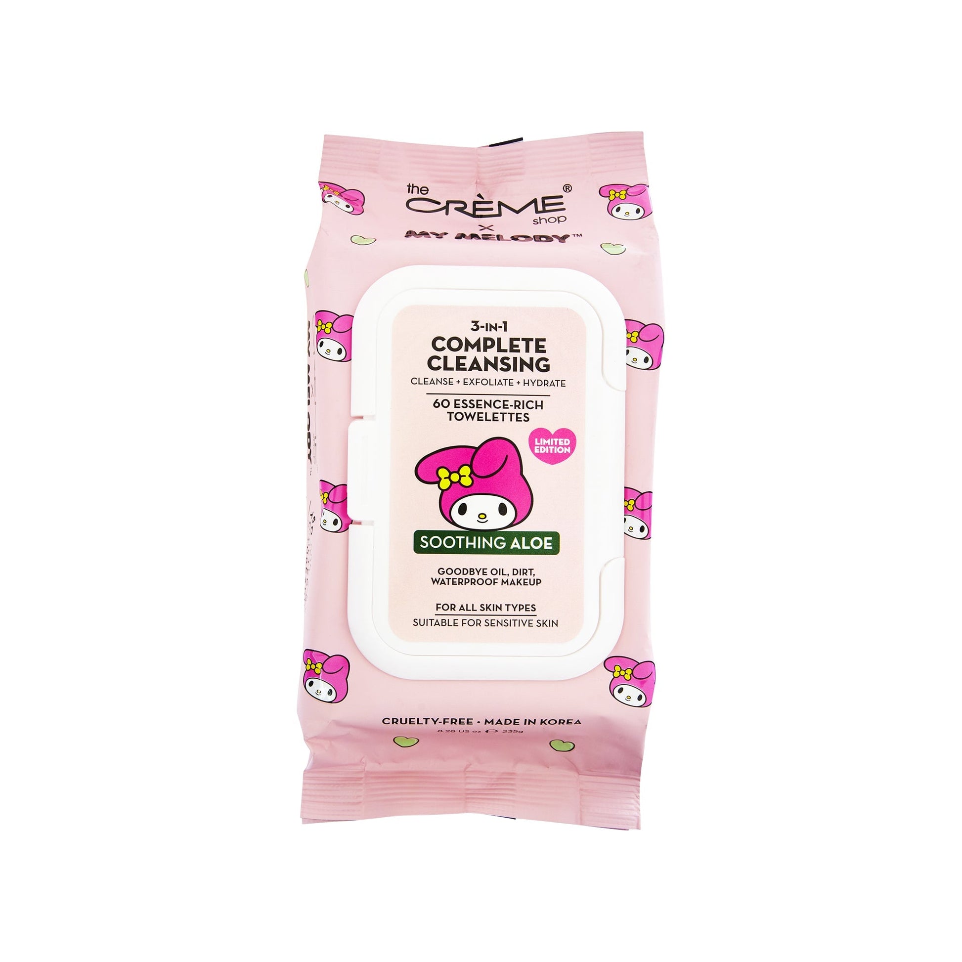 My Melody 3-IN-1 Complete Cleansing Essence-Rich Towelettes - Smoothing Aloe Towelettes The Crème Shop x Sanrio 