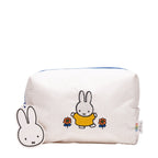 Miffy Perfect Travel Makeup Bag — white ribbed makeup bag with Miffy and flower embroidery