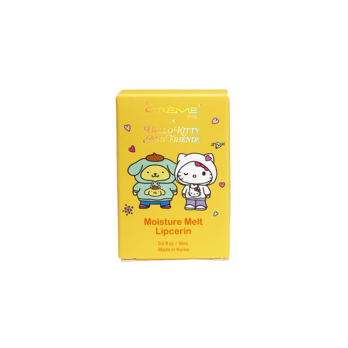 Moisture Melt Lipcerin — Pompompurin — front of the yellow Hello Kitty and Pompompurin box