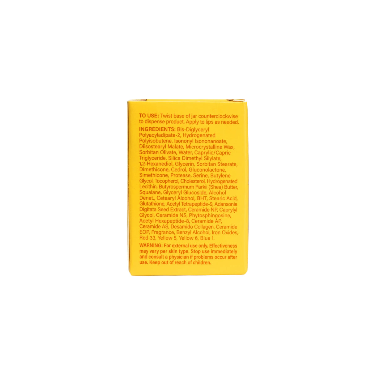 Moisture Melt Lipcerin — Pompompurin — back of the box with ingredients and directions