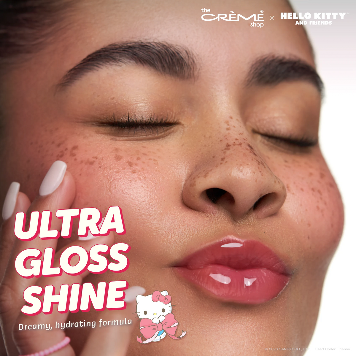 Gloss Jelly Lip Glaze — Berry Cherry — model wearing shiny lip glaze
