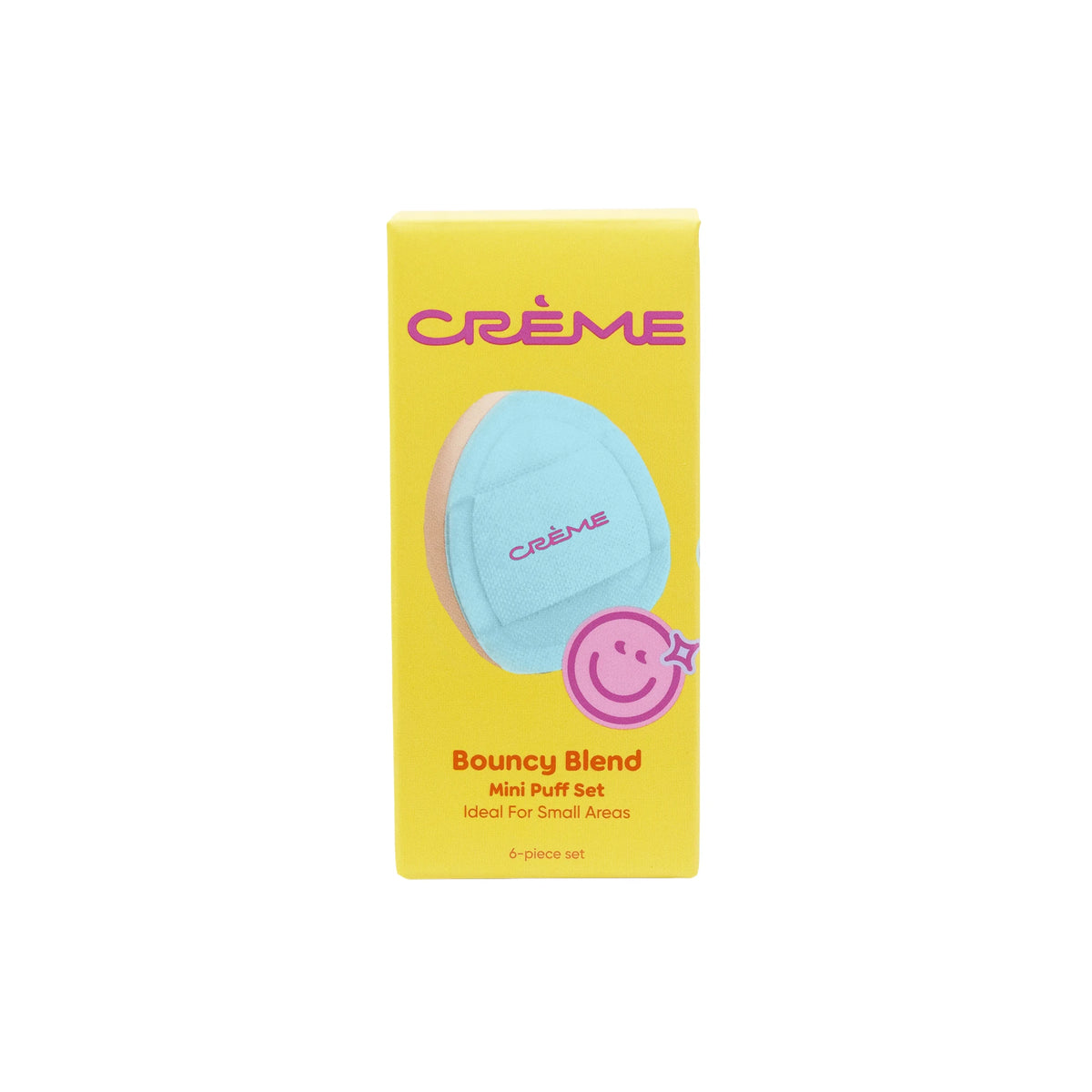Bouncy Blend Mini Puff Set — yellow retail box containing the mini makeup puffs