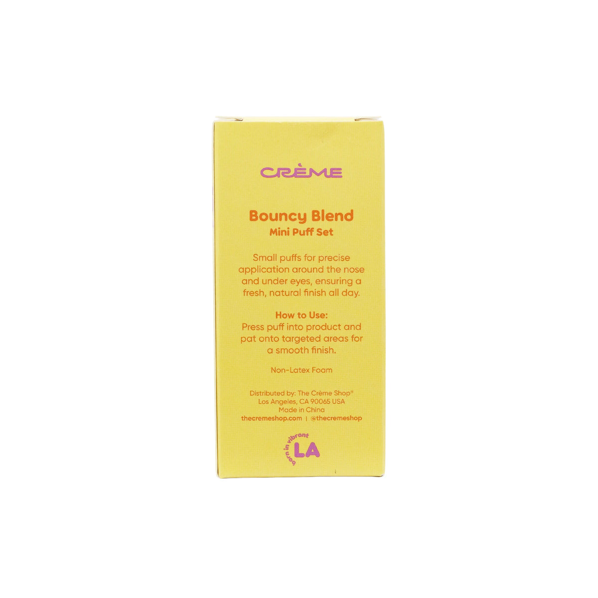Bouncy Blend Mini Puff Set — back of the yellow box with use instructions