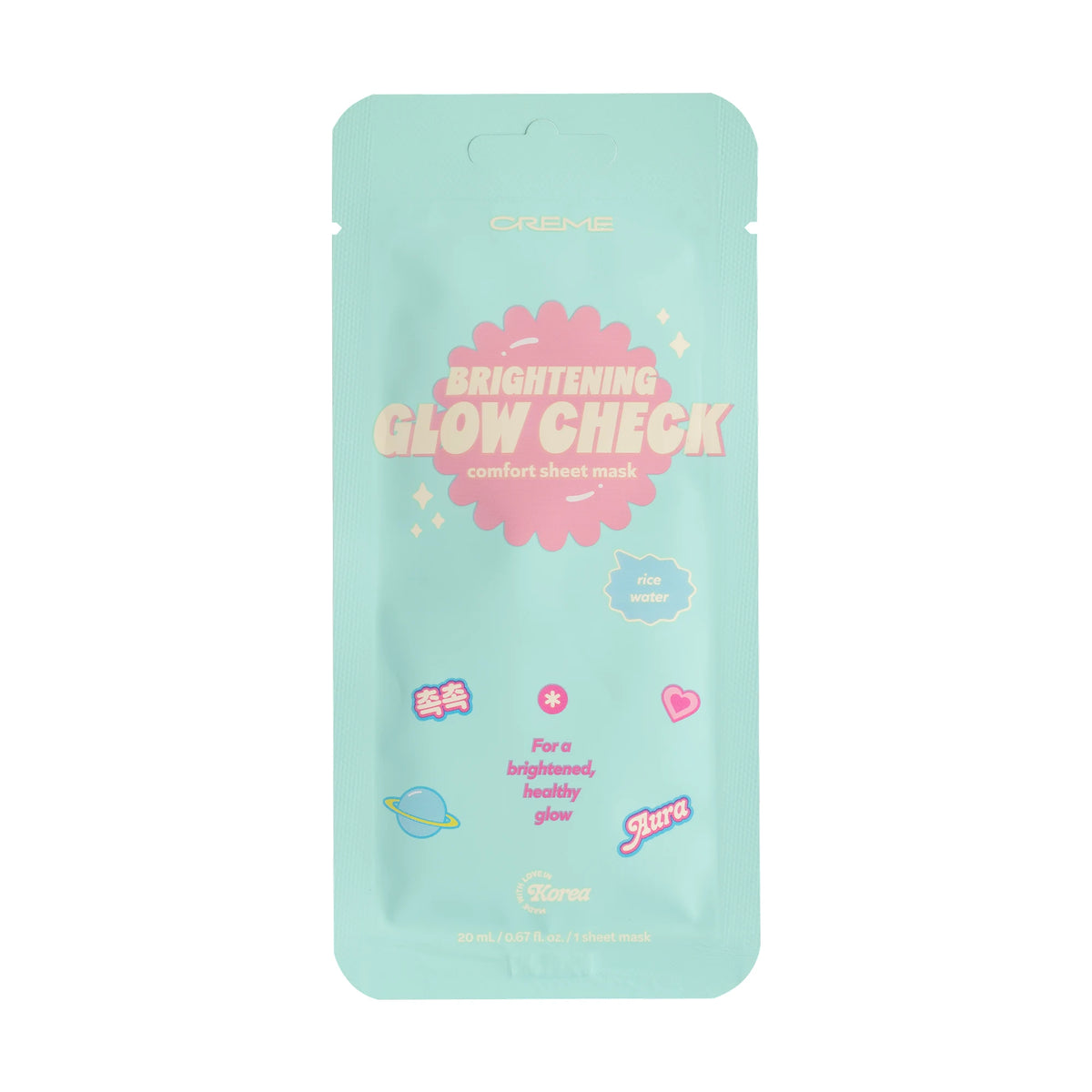Brightening Glow Check Mask — turquoise Brightening Glow Check sheet mask pouch