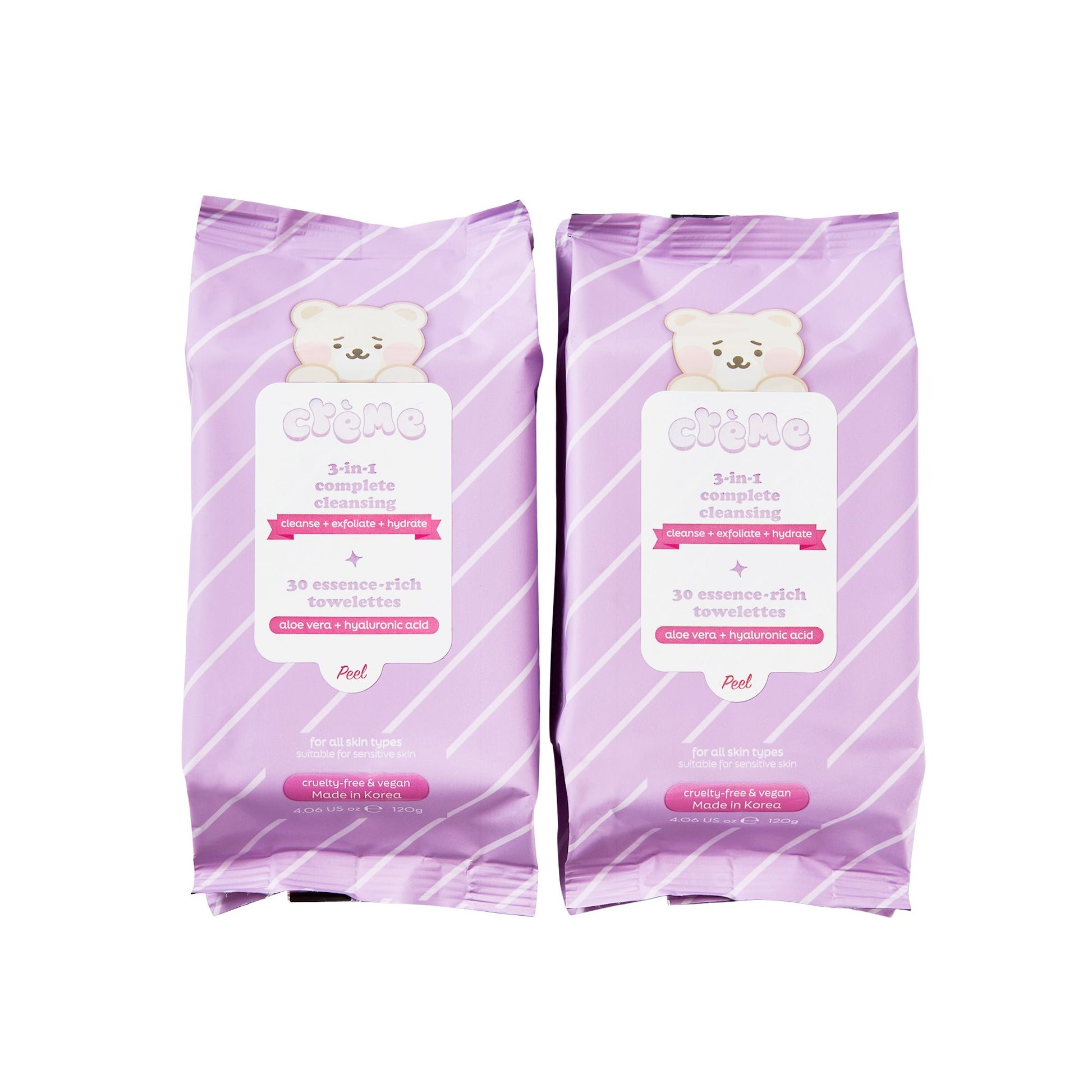 Boba Bears 3-In-1 Complete Cleansing Towelettes (2 Packs of 30) The Crème Shop 