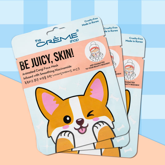 Be Juicy, Skin! Animated Corgi Face Mask Animated Sheet Masks The Crème Shop 