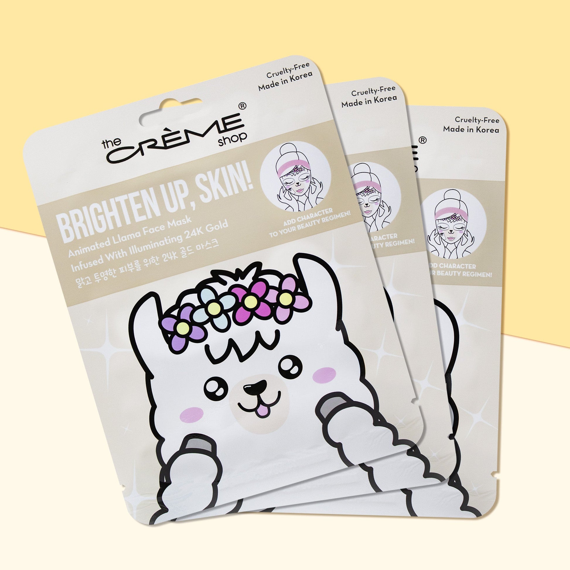Brighten Up, Skin! Animated Llama Face Mask Animated Sheet Masks - The Crème Shop 