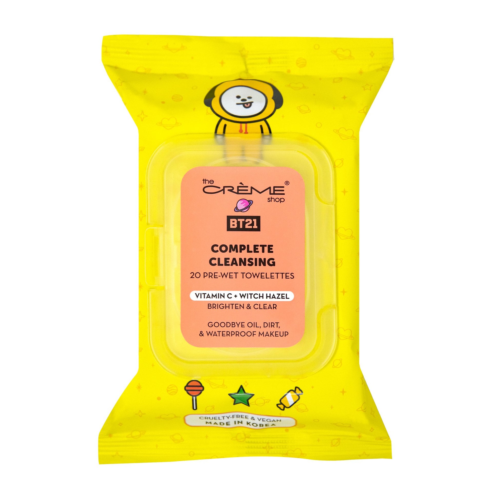 CHIMMY Complete Cleansing Towelettes - Vitamin C & Witch Hazel (20 Pre-Wet Towelettes) Towelettes The Crème Shop x BT21 