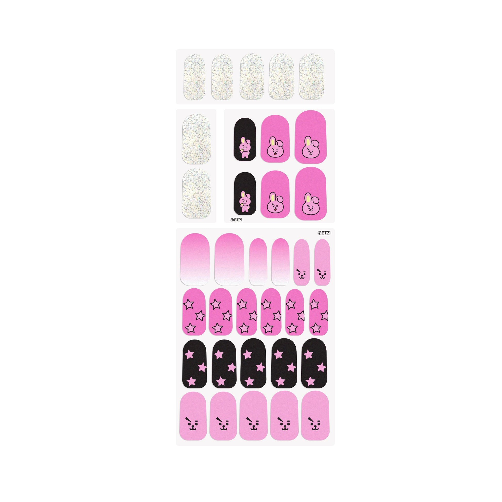 The Crème Shop | BT21: COOKY Energy Pink Gel Nail Strips (Set of 35) Nail Strips The Crème Shop x BT21 