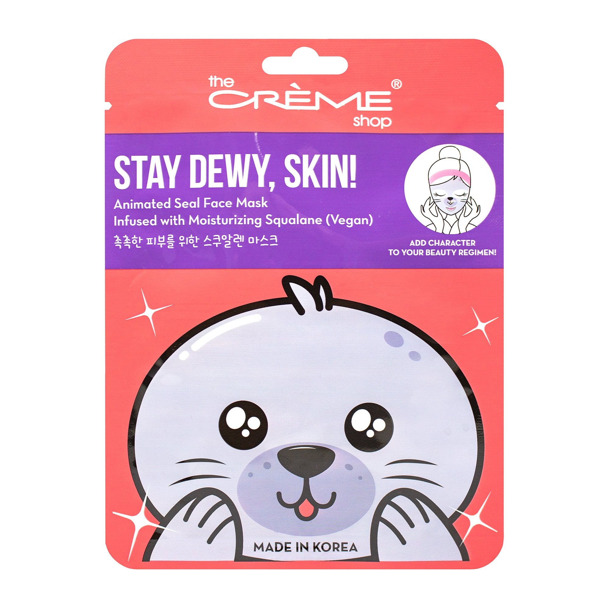 Stay Dewy, Skin! Animated Seal Face Mask - Infused with Moisturizing Vegan Squalane Animated Sheet Masks The Crème Shop 