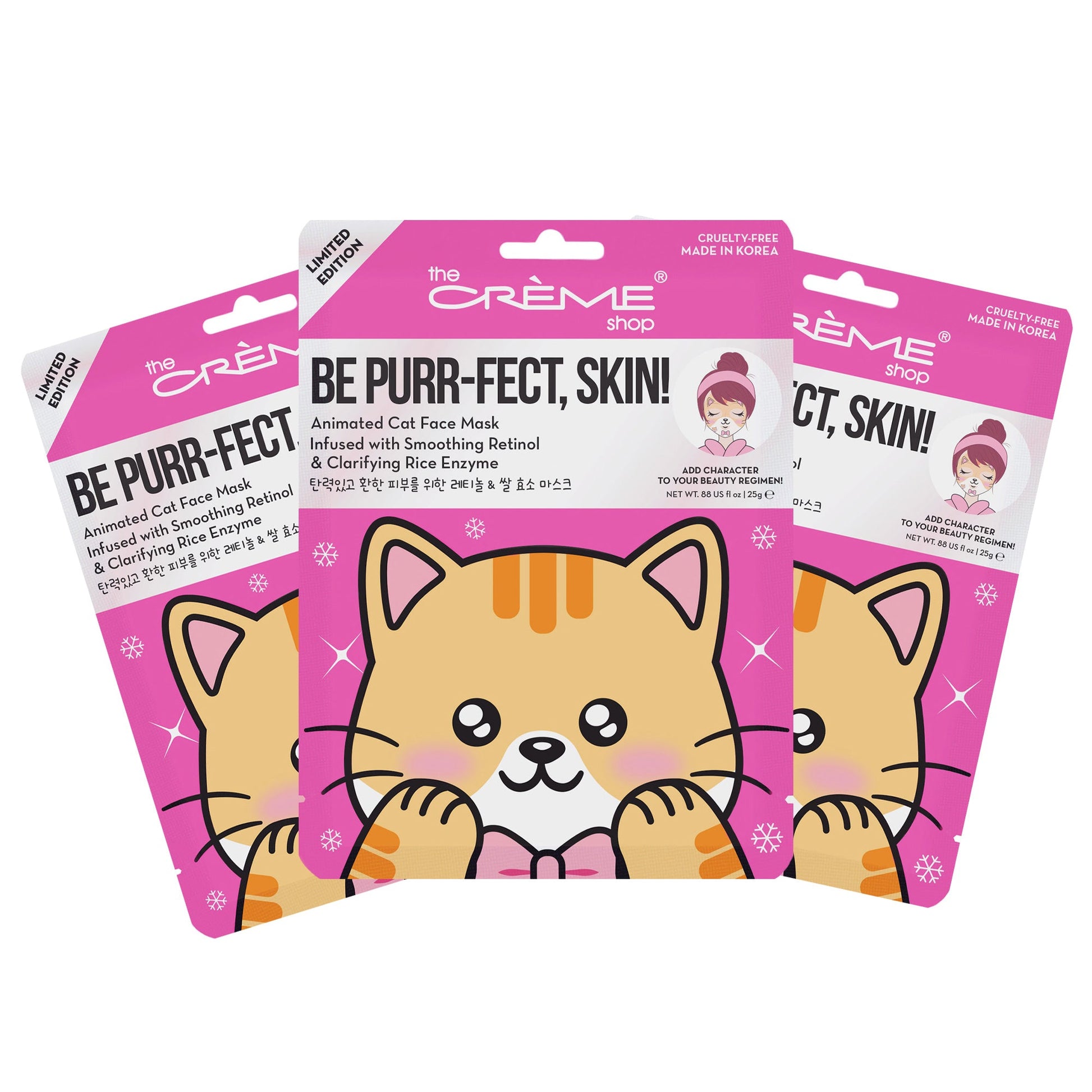 Be Purr-Fect, Skin! Printed Essence Sheet Mask (Set of 3) Holiday Sheet Masks The Crème Shop 