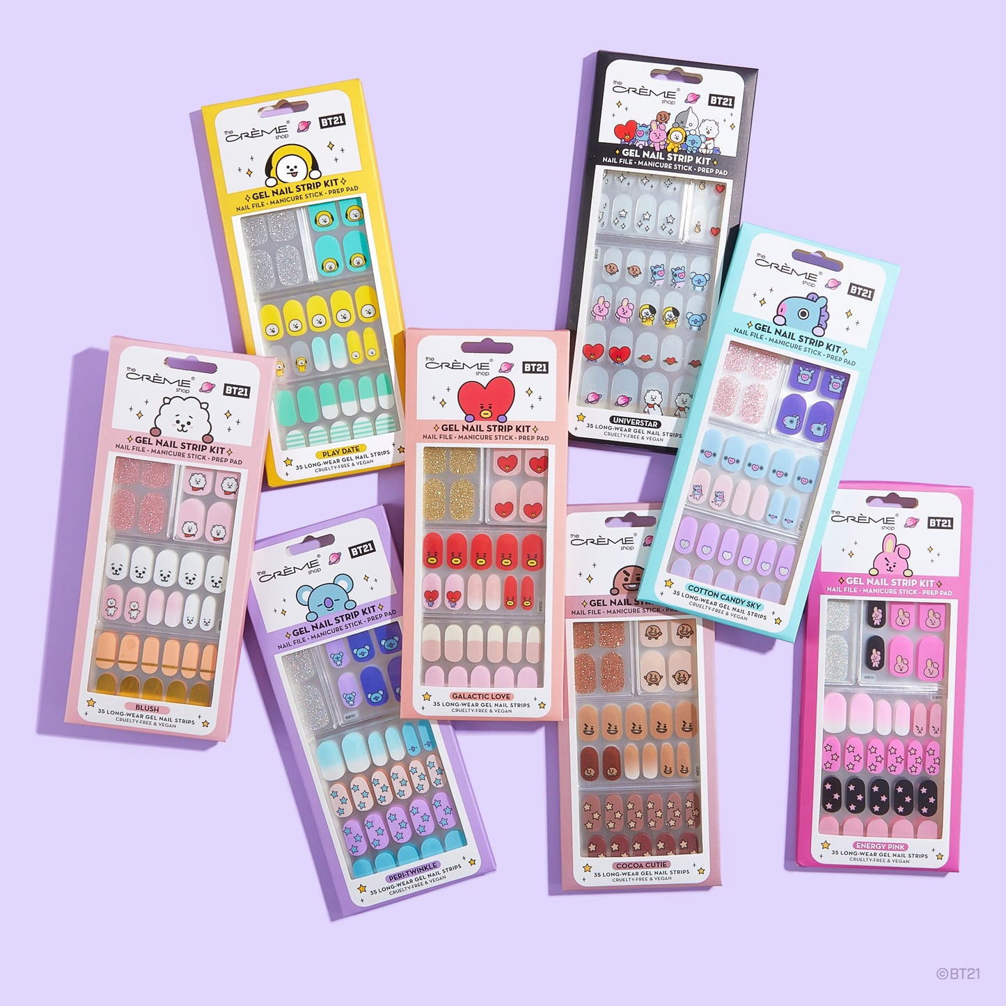 The Crème Shop | BT21: Gel Nail Strips Complete Collection, Set of 8 ($80 Value) Bundles The Crème Shop x BT21 