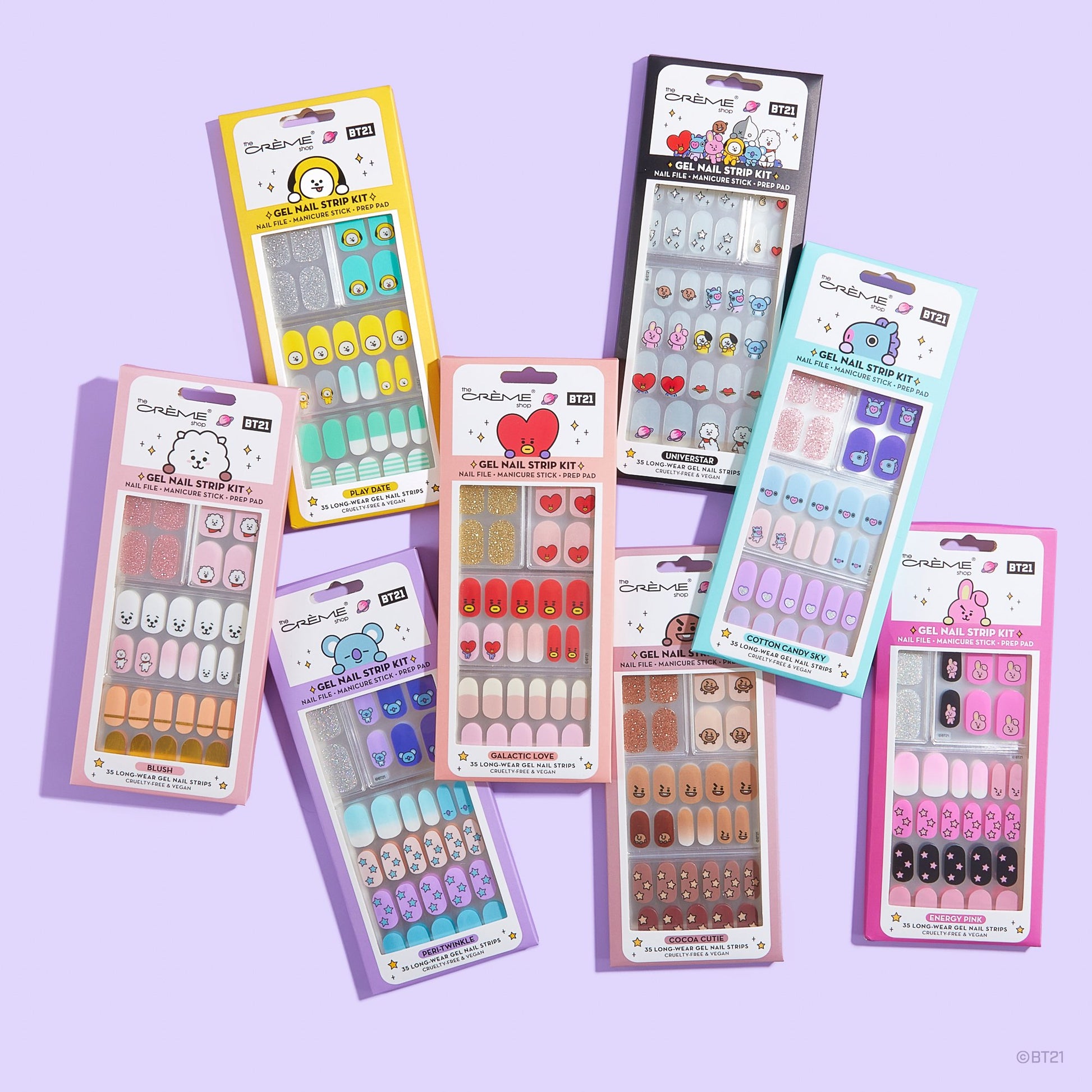 The Crème Shop | BT21: Gel Nail Strips Complete Collection, Set of 8 ($80 Value) Bundles The Crème Shop x BT21 