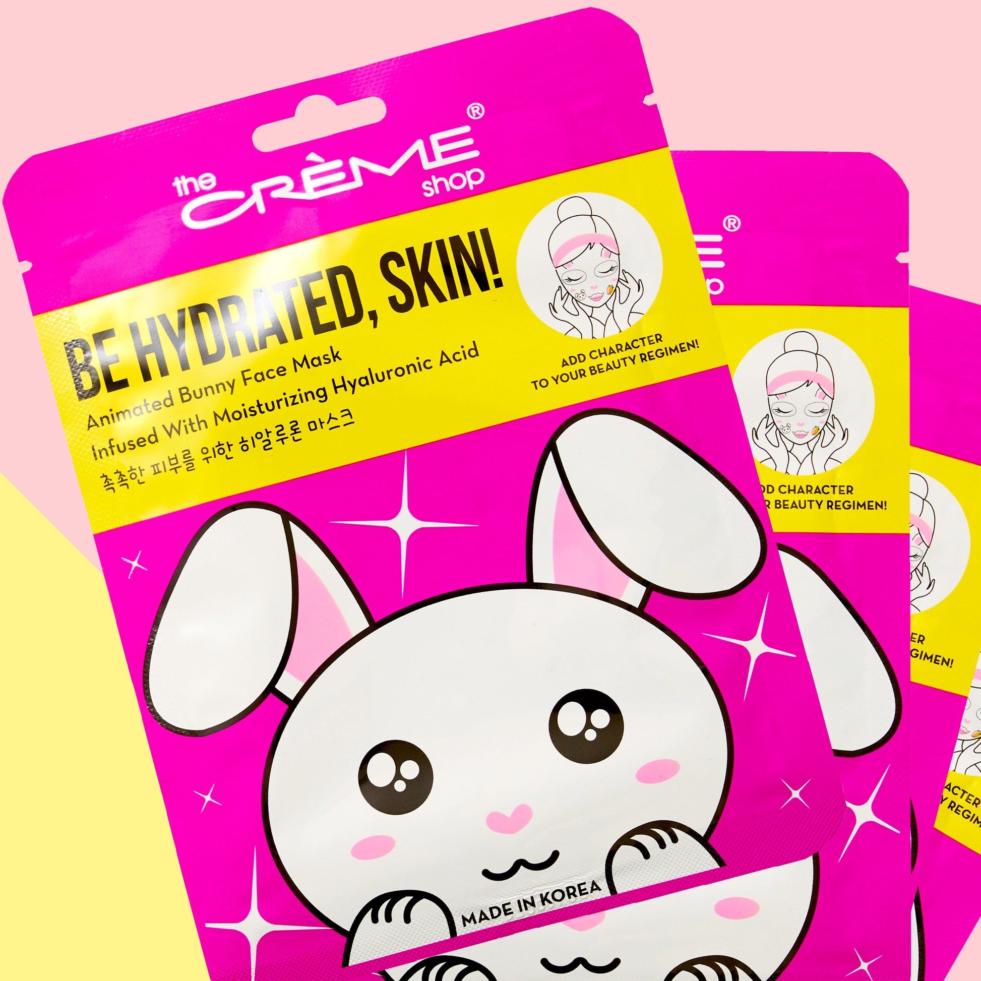 Be Hydrated, Skin! Animated Bunny Face Mask - Moisturizing Hyaluronic Acid Animated Sheet Masks - The Crème Shop 