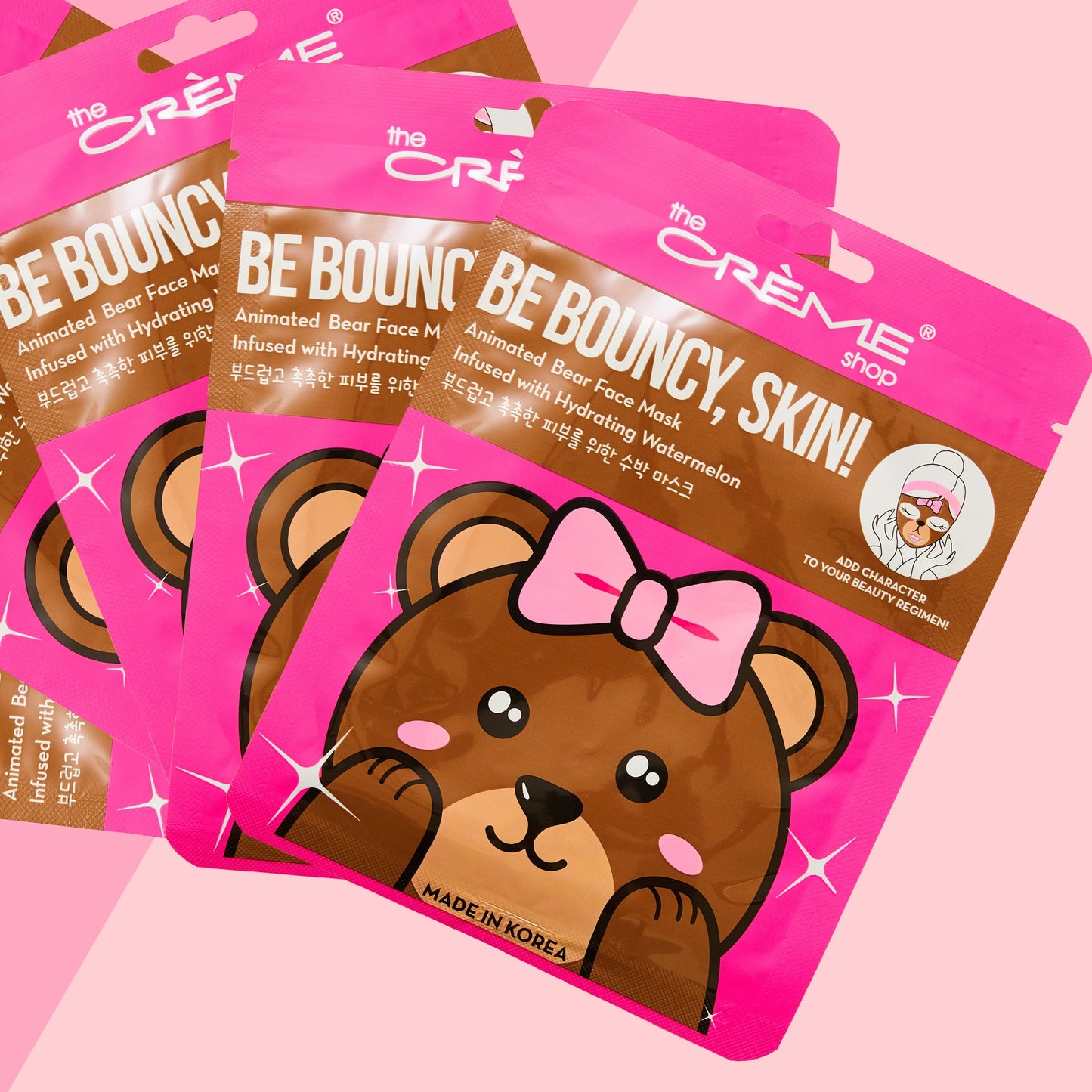 Be Bouncy, Skin! Animated Bear Face Mask - Hydrating Watermelon Animated Sheet Masks - The Crème Shop 