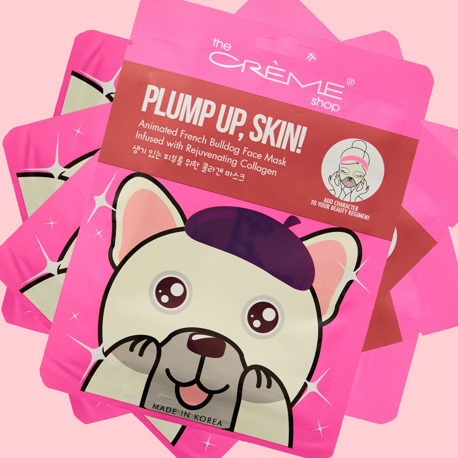 Plump Up, Skin! Animated French Bulldog Mask - Rejuvenating Collagen Animated Sheet Masks - The Crème Shop 