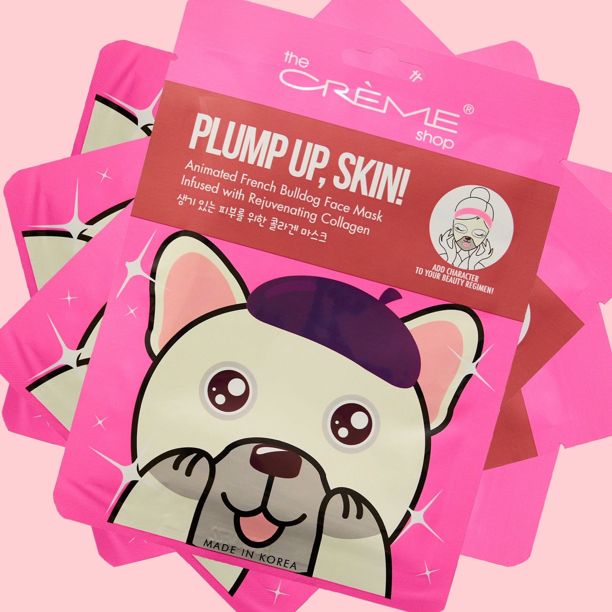 Plump Up, Skin! Animated French Bulldog Mask - Rejuvenating Collagen Animated Sheet Masks - The Crème Shop 