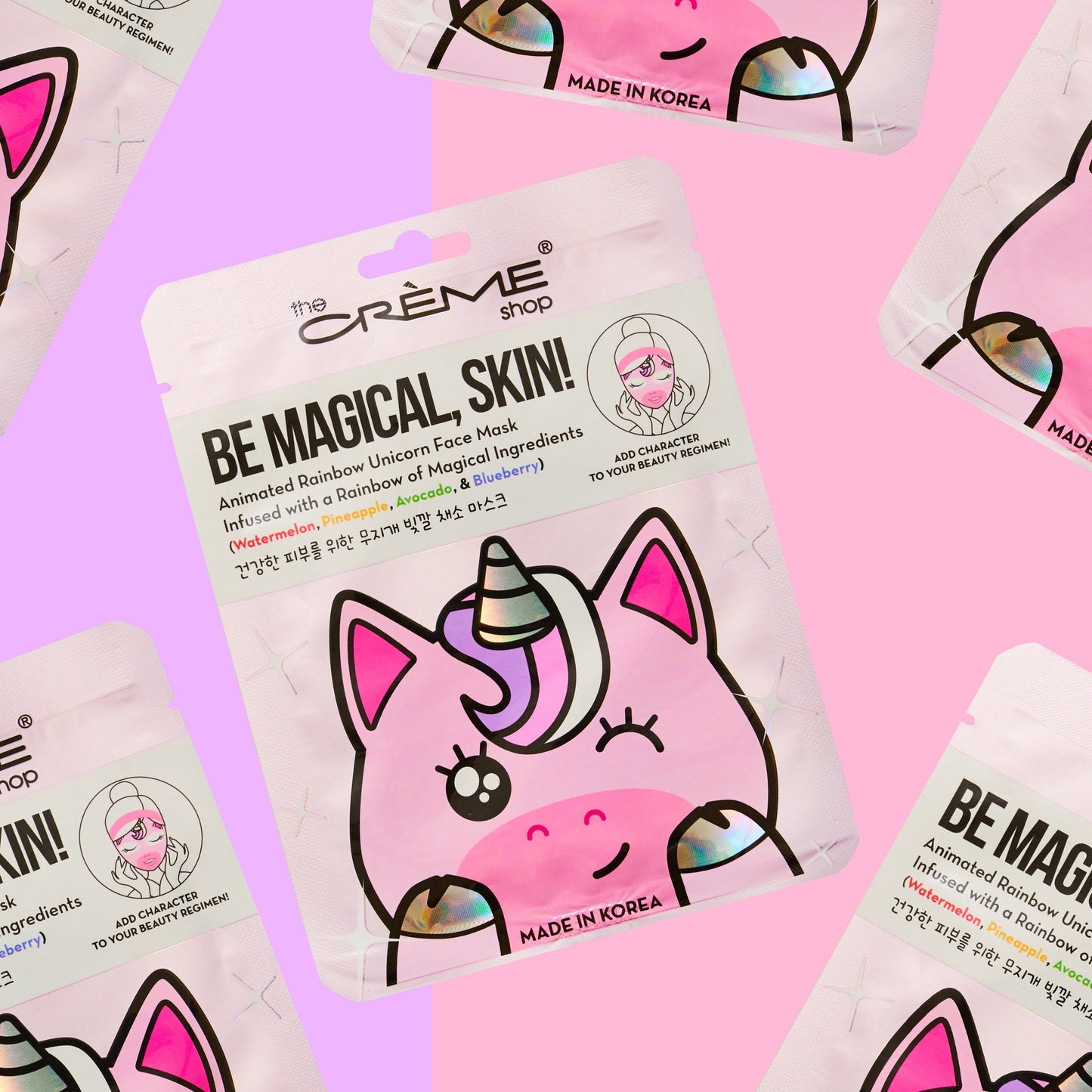 Be Magical, Skin! Animated Rainbow Unicorn Face Mask - Rainbow of Magical Ingredients Animated Sheet Masks The Crème Shop 