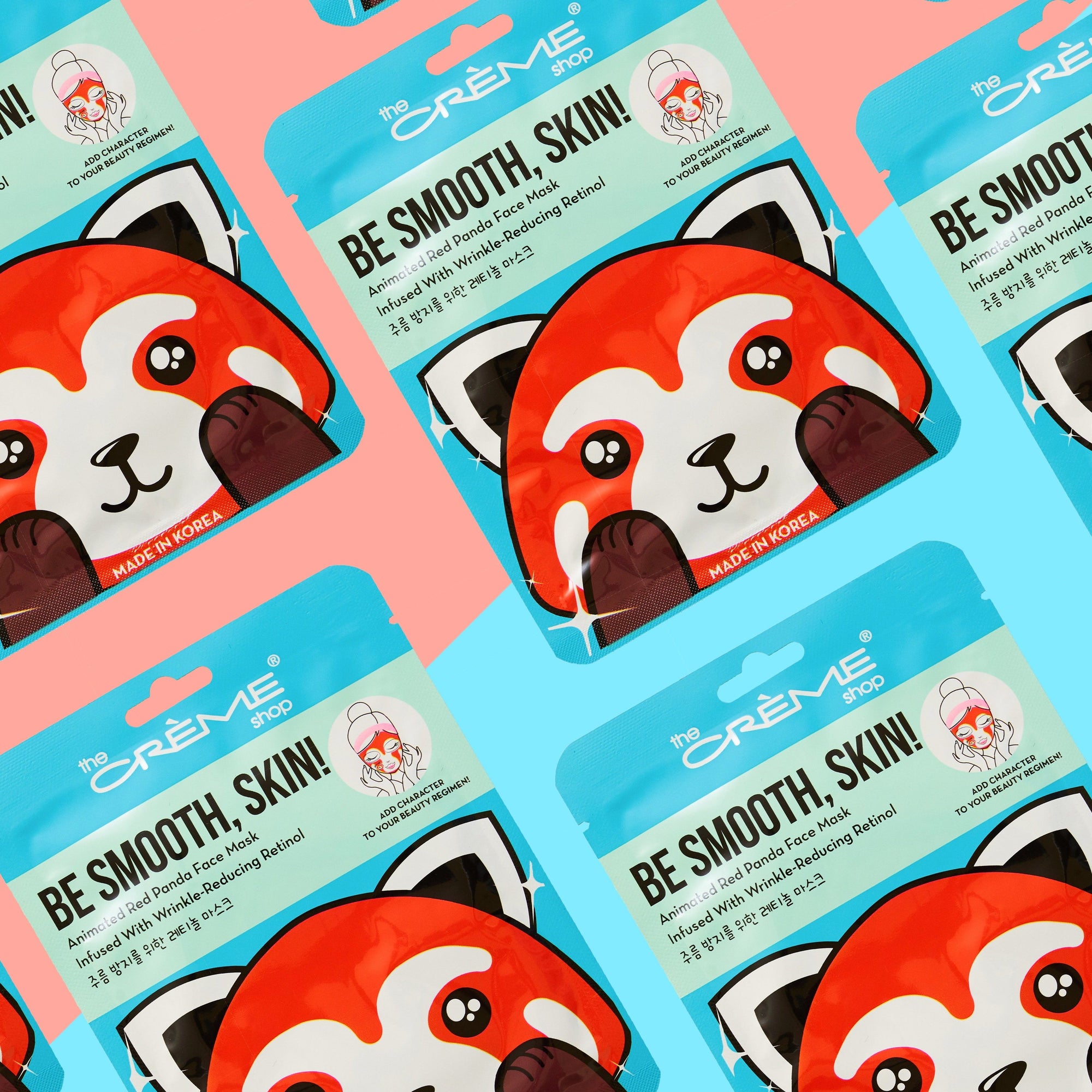 Be Smooth, Skin! Animated Red Panda Face Mask - Wrinkle-Reducing Retinol Animated Sheet Masks - The Crème Shop 