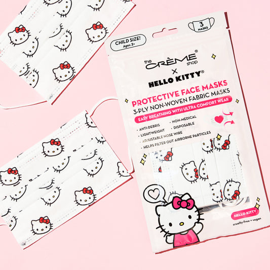 3-Ply Protective Face Mask - Hello Kitty Child Size (Disposable) Protective Masks The Crème Shop x Sanrio 3 Count 