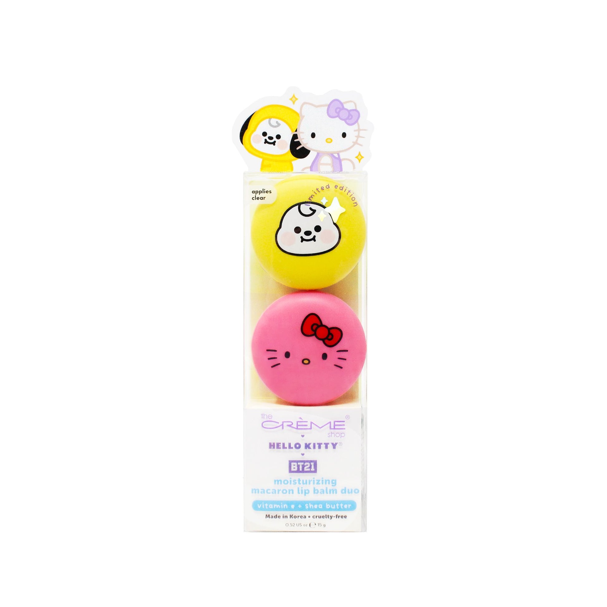 Hello Kitty & BT21 CHIMMY Moisturizing Macaron Lip Balm Duo, $18