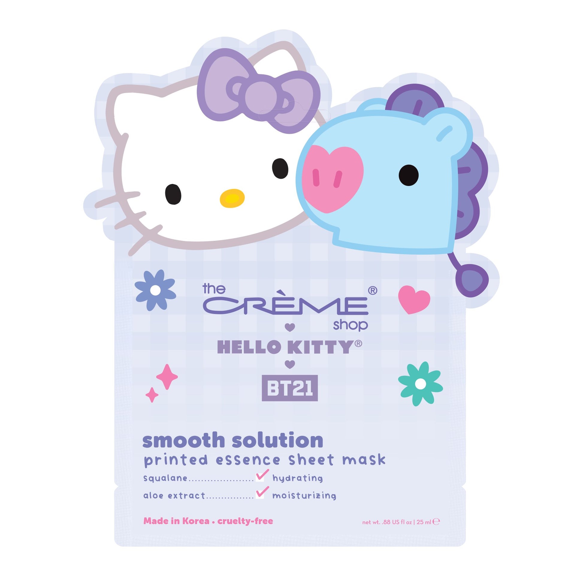 Hydrating and Moisturizing Hello Kitty & BT21 Smooth Solution Printed Essence Sheet Mask, $4
