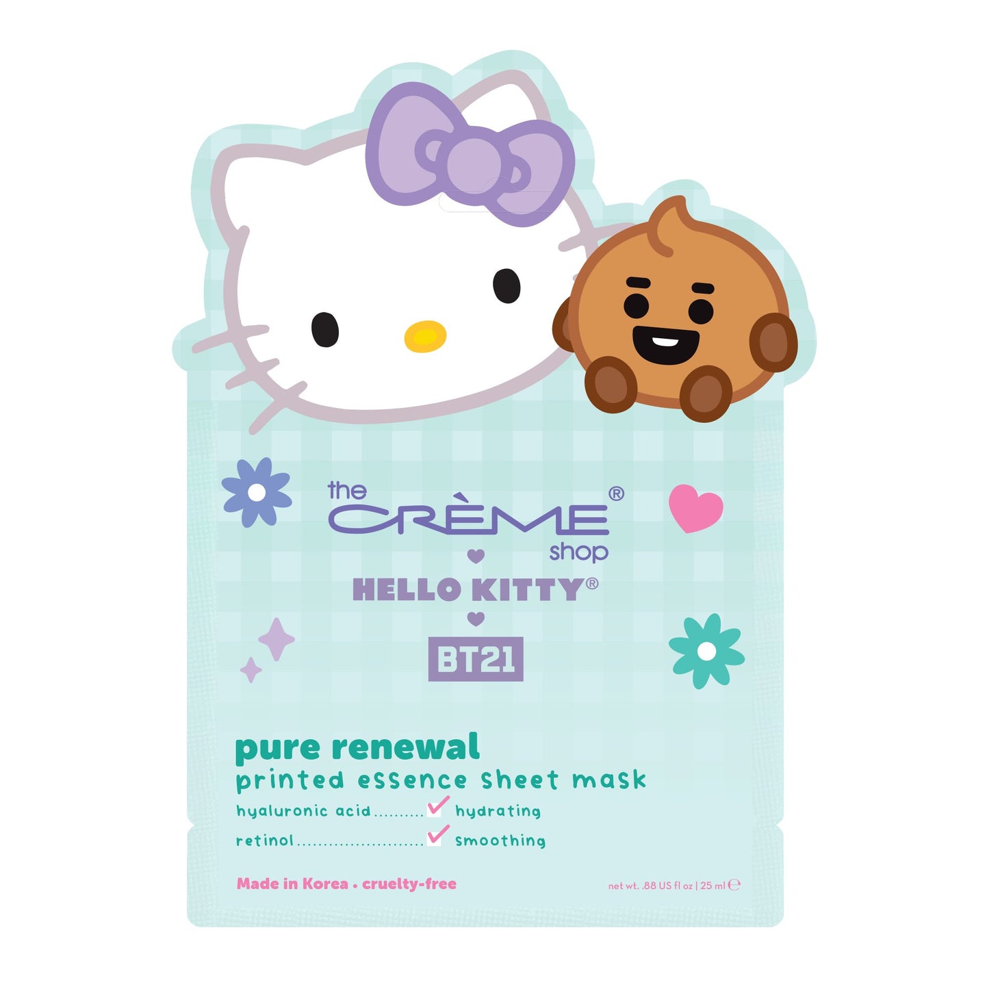 Hydrating and Smoothing Hello Kitty & BT21 Pure Renewal Printed Essence Sheet Mask, $4