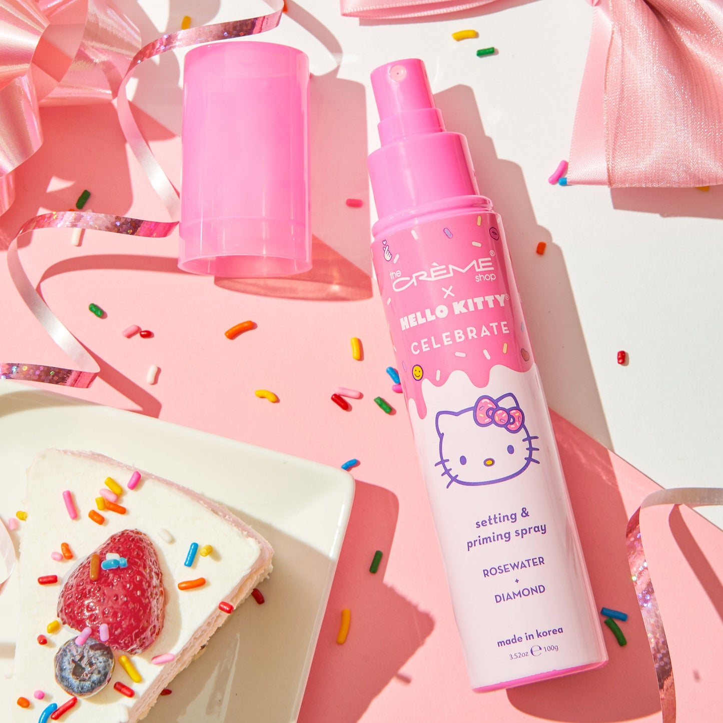 Hello Kitty Celebrate Setting & Priming Spray - Rose Water + Diamond Mists The Crème Shop x Sanrio 