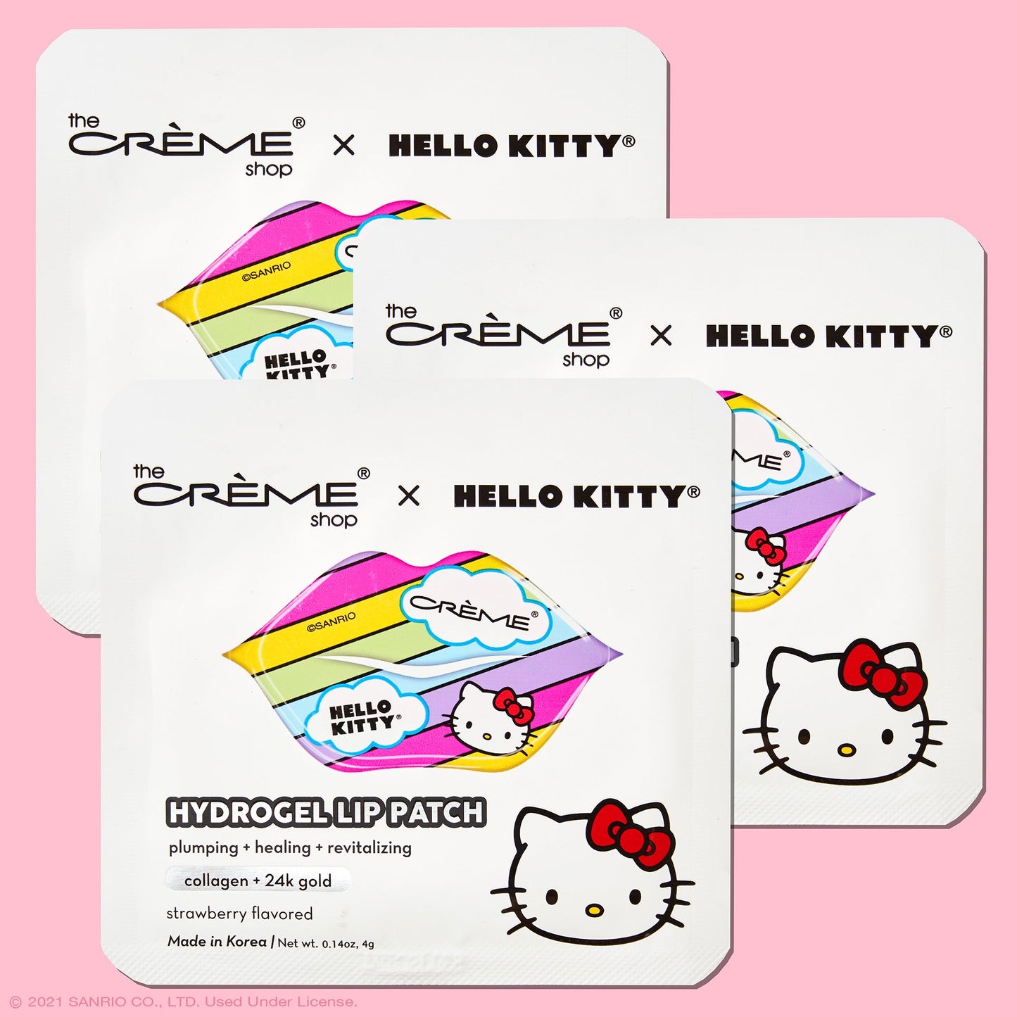 Hello Kitty Hydrogel Lip Patch | Strawberry Flavored Lip Patches The Crème Shop x Sanrio 3 Pack 