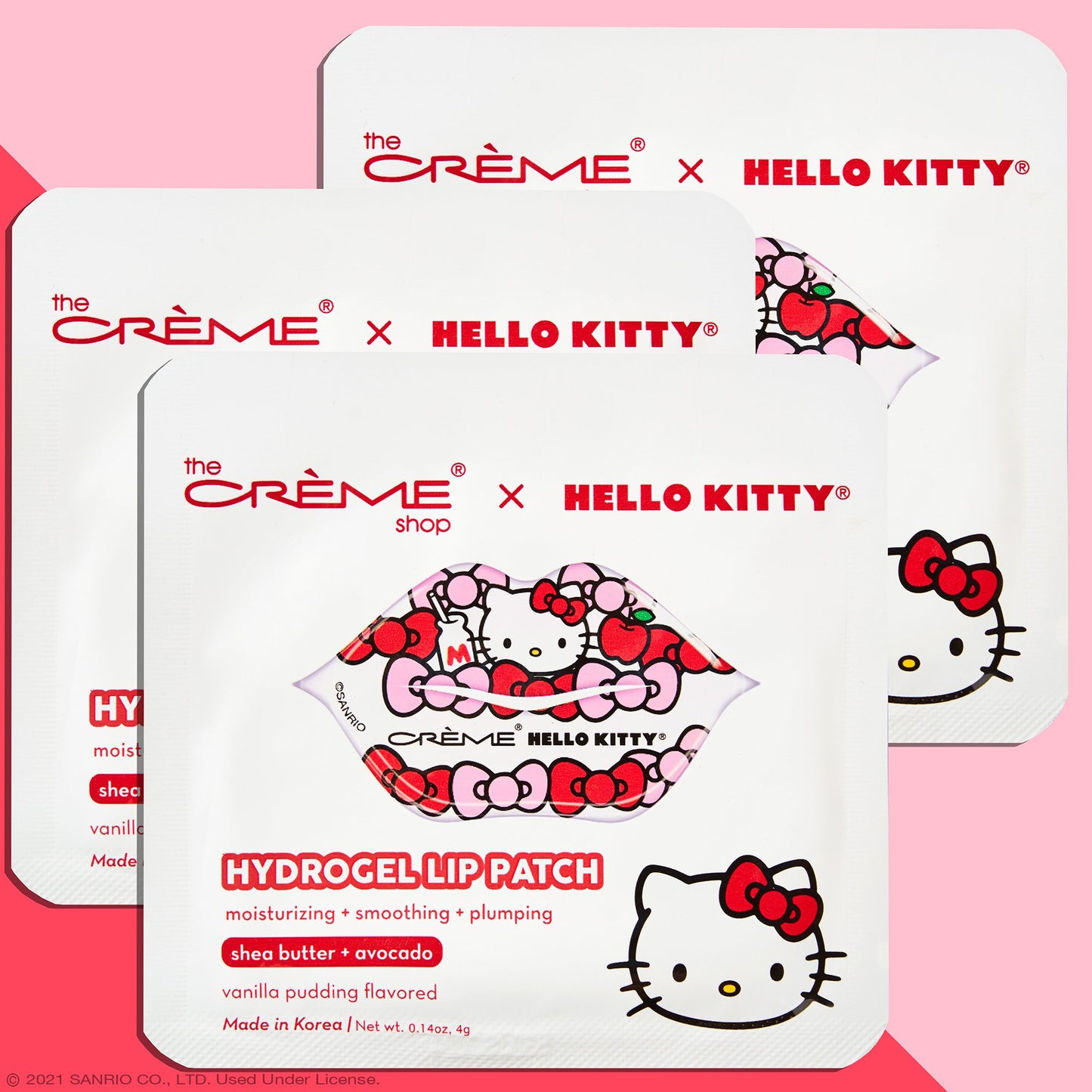 Hello Kitty Hydrogel Lip Patch | Vanilla Pudding Flavored Lip Patches The Crème Shop x Sanrio 3 Pack 
