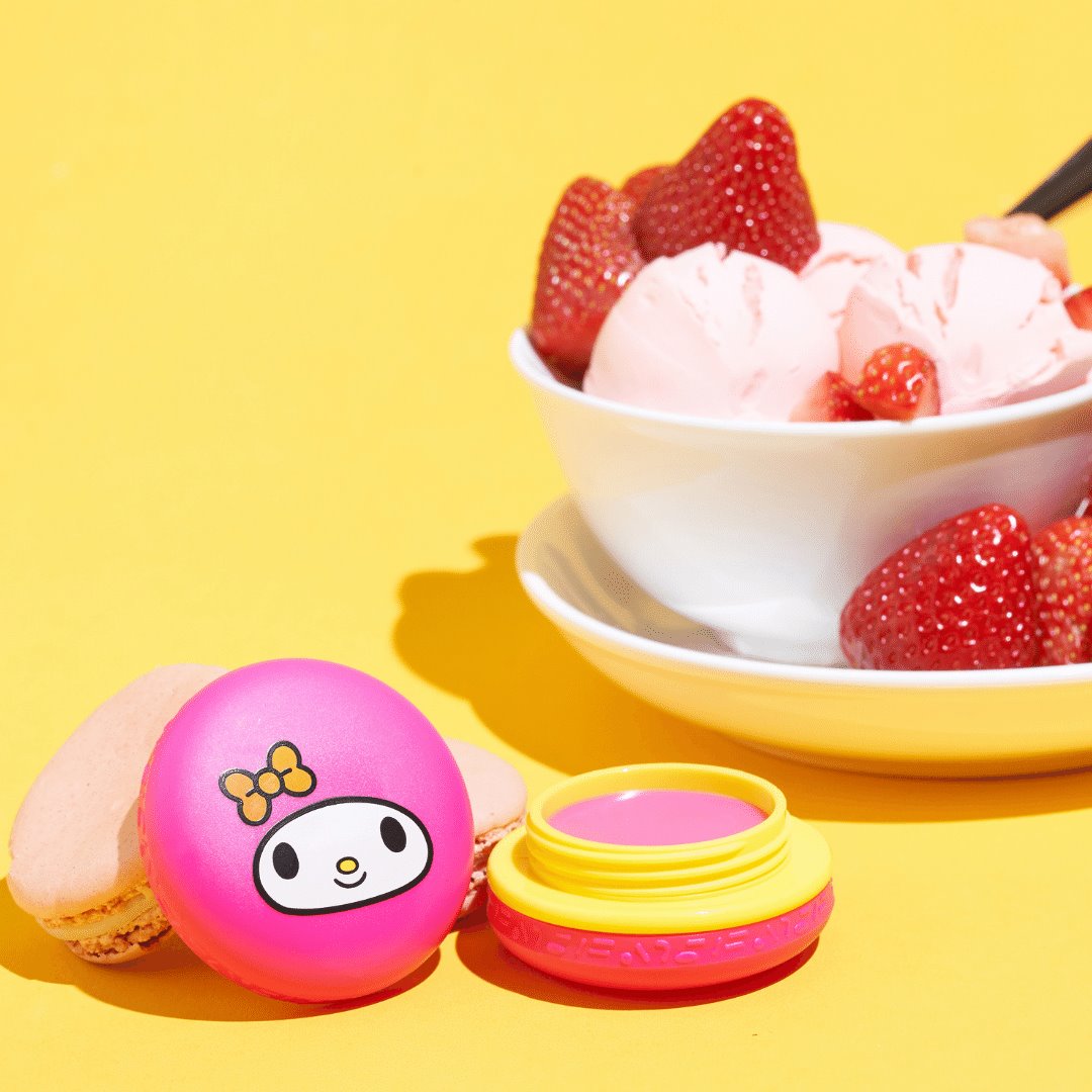 My Melody Macaron Lip Balm - Strawberry Ice Cream Lip Balms The Crème Shop x Sanrio 