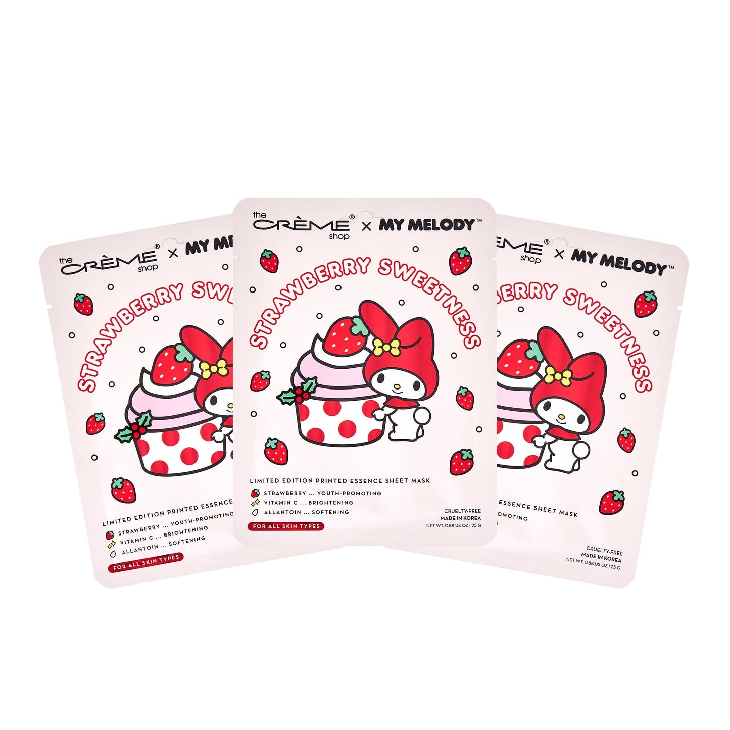 My Melody Strawberry Sweetness Printed Essence Sheet Mask (Set of 3) Sheet Masks The Crème Shop x Sanrio 