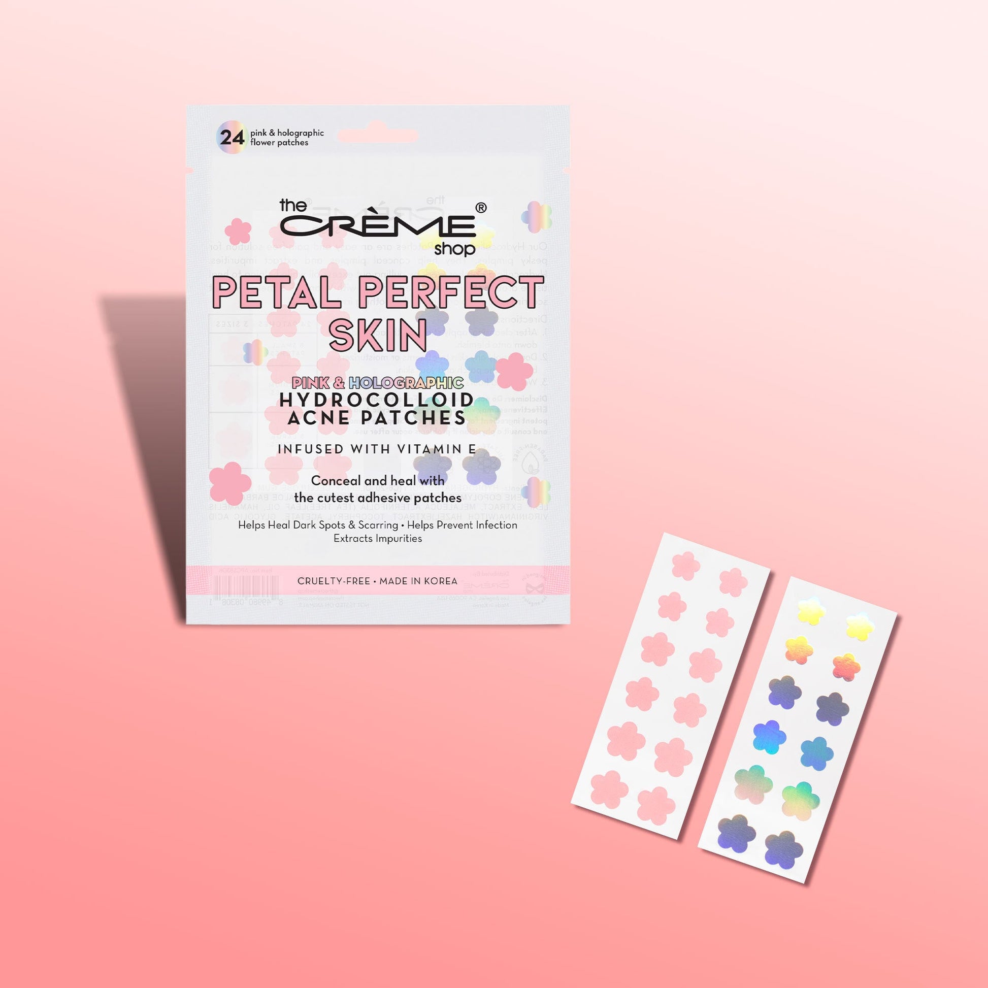 Petal Perfect Skin - Hydrocolloid Acne Patches | Pink & Holographic Hydrocolloid Acne Patches The Crème Shop 3 Pack (Save $3.00) 