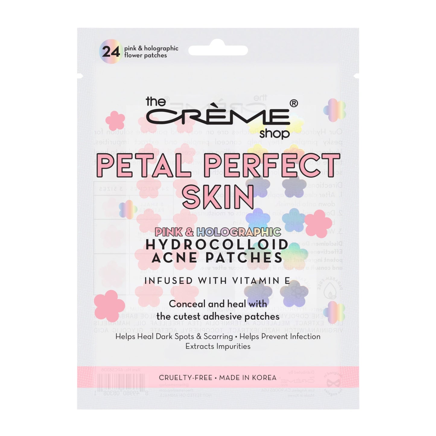 Petal Perfect Skin - Hydrocolloid Acne Patches | Pink & Holographic Hydrocolloid Acne Patches The Crème Shop Single 