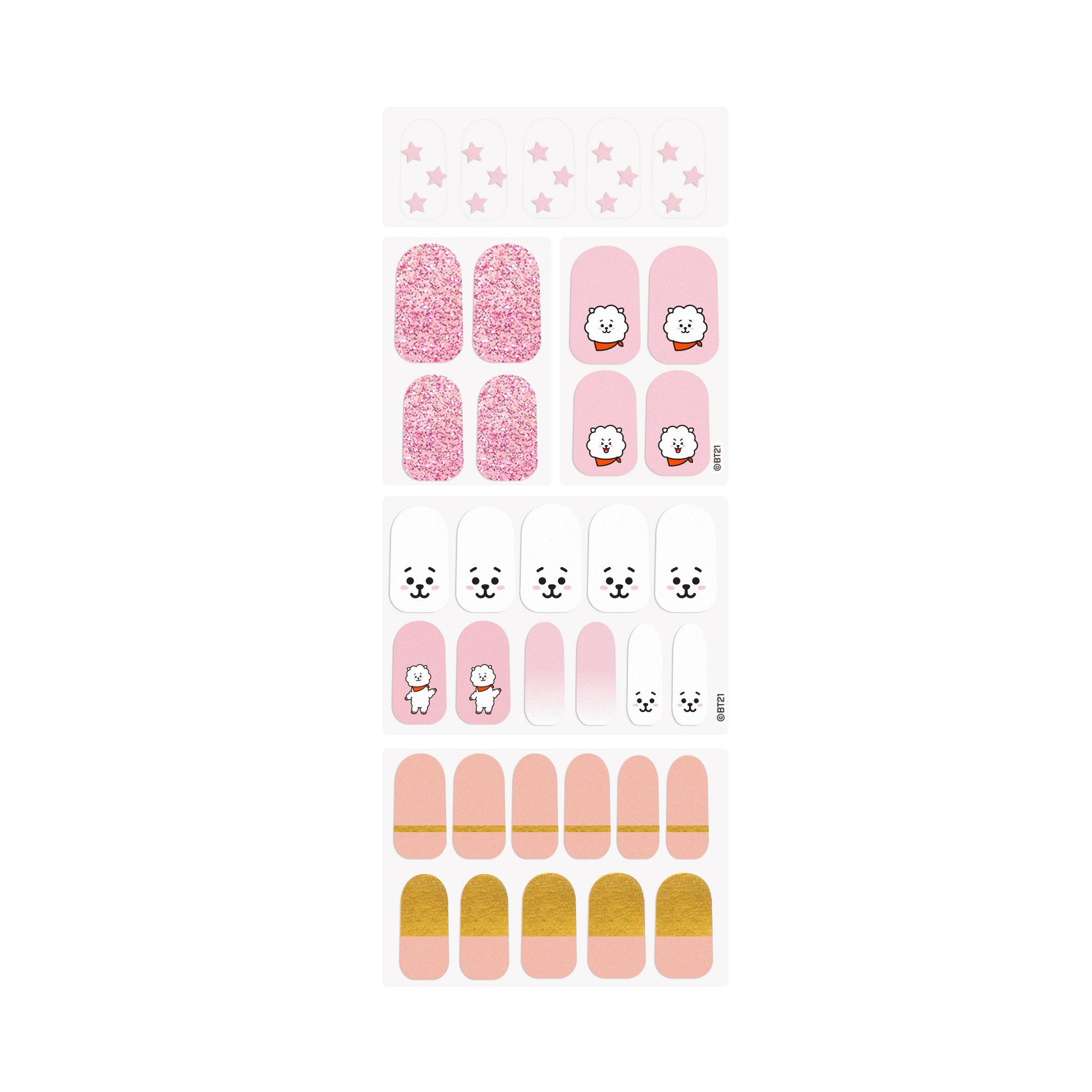 BT21 RJ Blush Glossy Gel Nail Strips - The Crème Shop