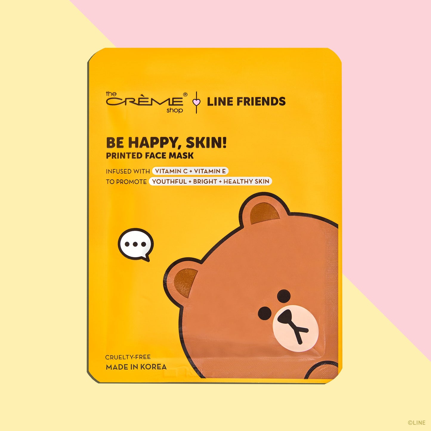 Be Happy, Skin! BROWN Printed Essence Sheet Mask | Vitamin C + Vitamin E Sheet masks The Crème Shop x LINE FRIENDS 