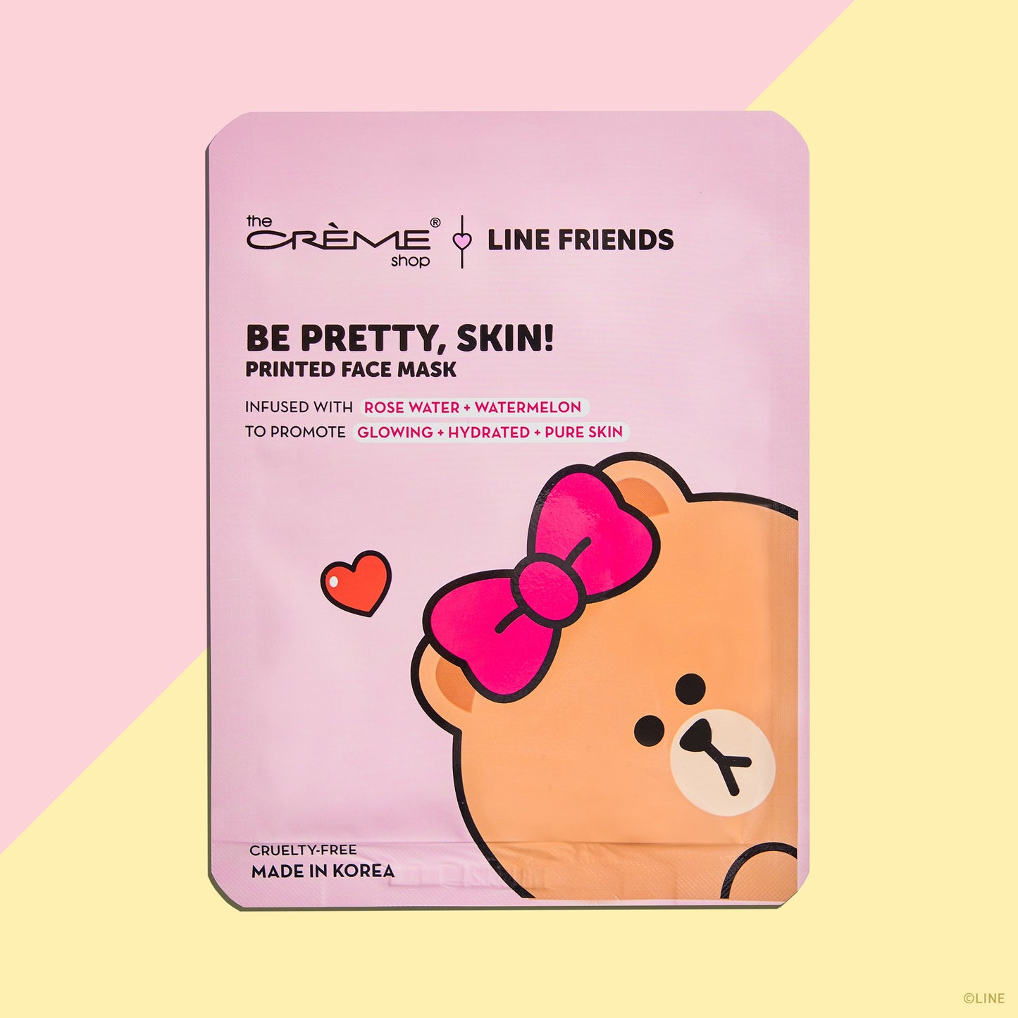 Be Pretty, Skin! CHOCO Printed Essence Sheet Mask | Rose Water + Watermelon Sheet masks The Crème Shop x LINE FRIENDS 