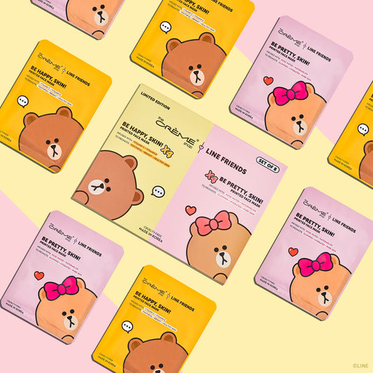 BROWN & CHOCO Printed Essence Sheet Mask Collection, Set of 8 ($32 Value) Bundles The Crème Shop x LINE FRIENDS 