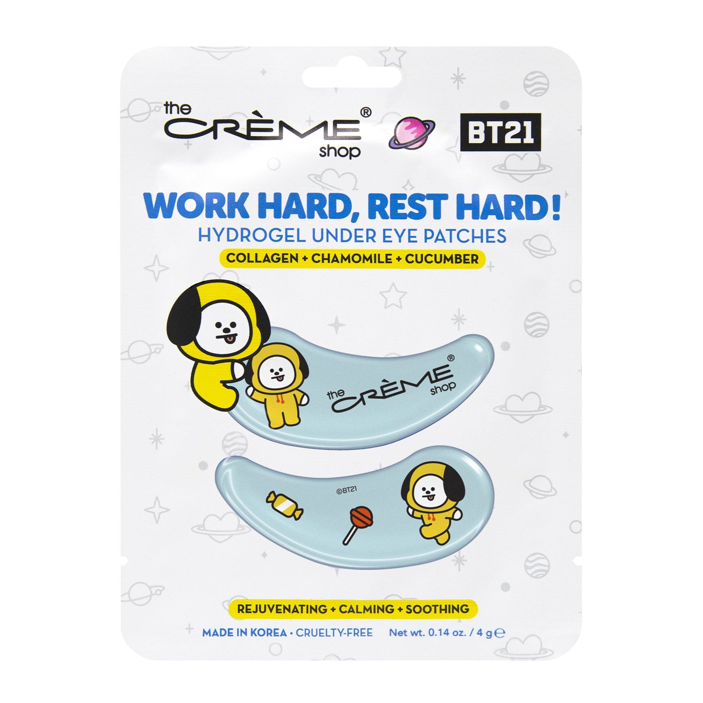 “Work Hard, Rest Hard!” CHIMMY Hydrogel Under Eye Patches | Rejuvenating, Calming, & Soothing Under Eye Patches The Crème Shop x BT21 