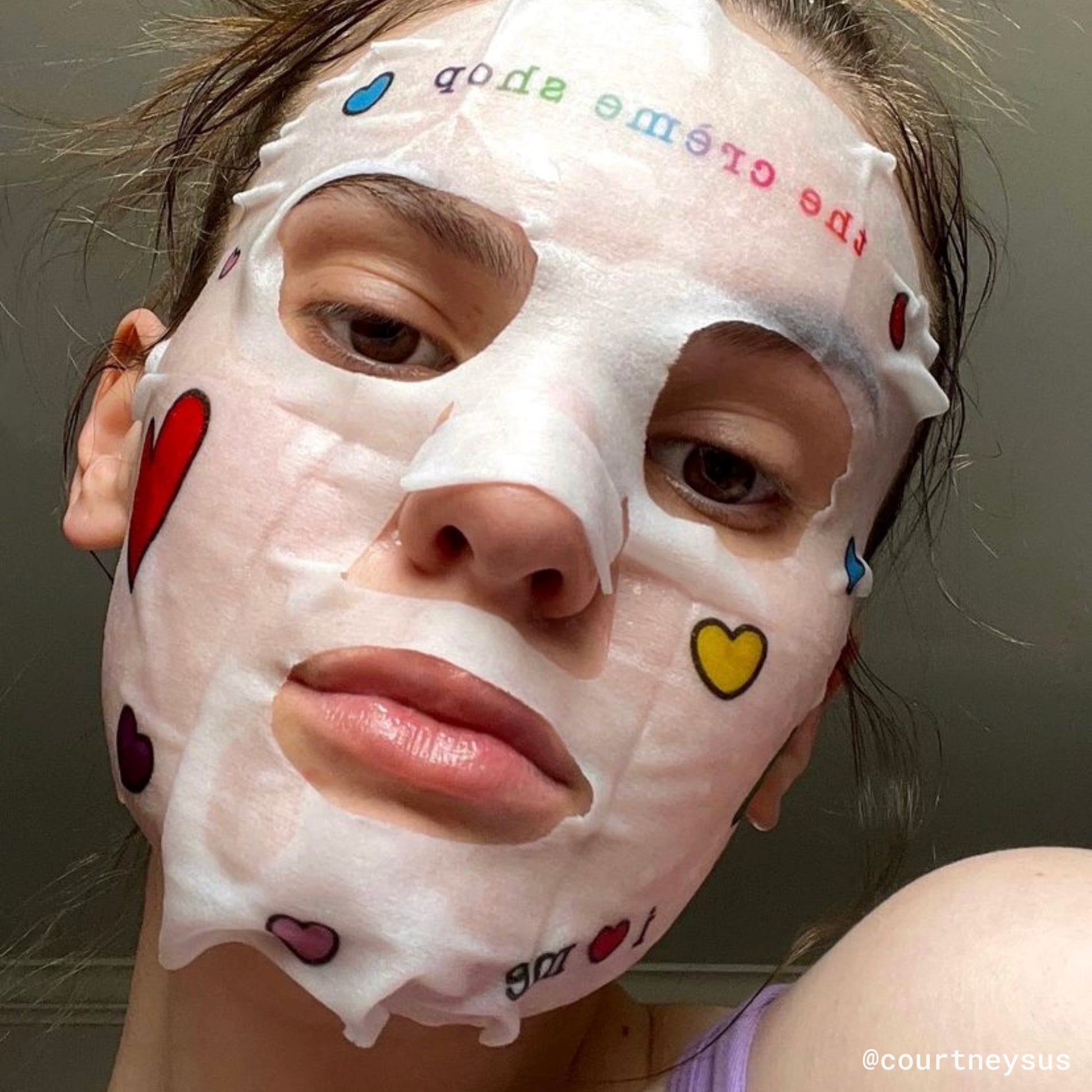 Rainbow Face Mask Printed with Rainbow Hearts Sheet masks The Crème Shop 