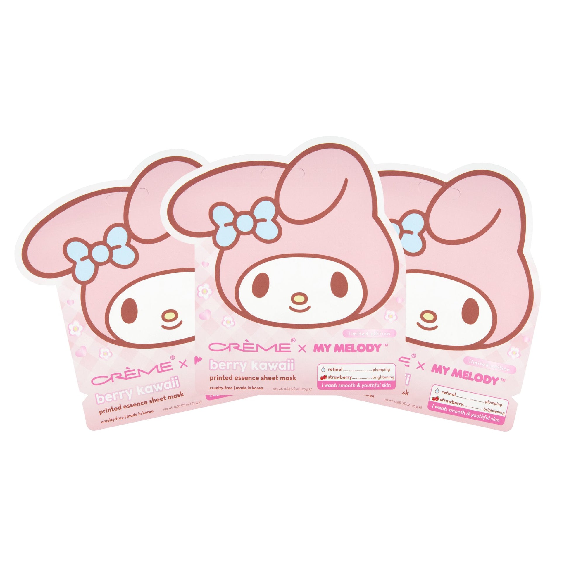 My Melody Berry Kawaii Printed Essence Sheet Mask (Set of 3) - $12