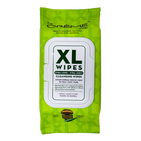 XL Makeup Removing Cleansing Wipes - Aloe Vera & Green Tea Towelettes The Crème Shop 