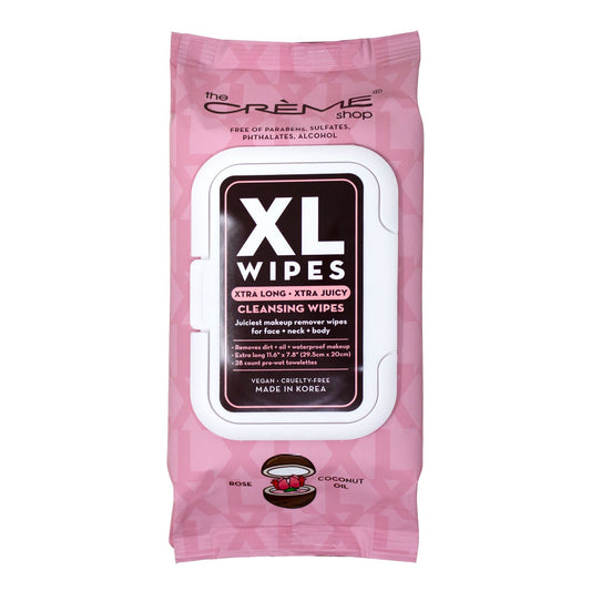 XL Makeup Removing Cleansing Wipes - Rose & Coconut Towelettes The Crème Shop 