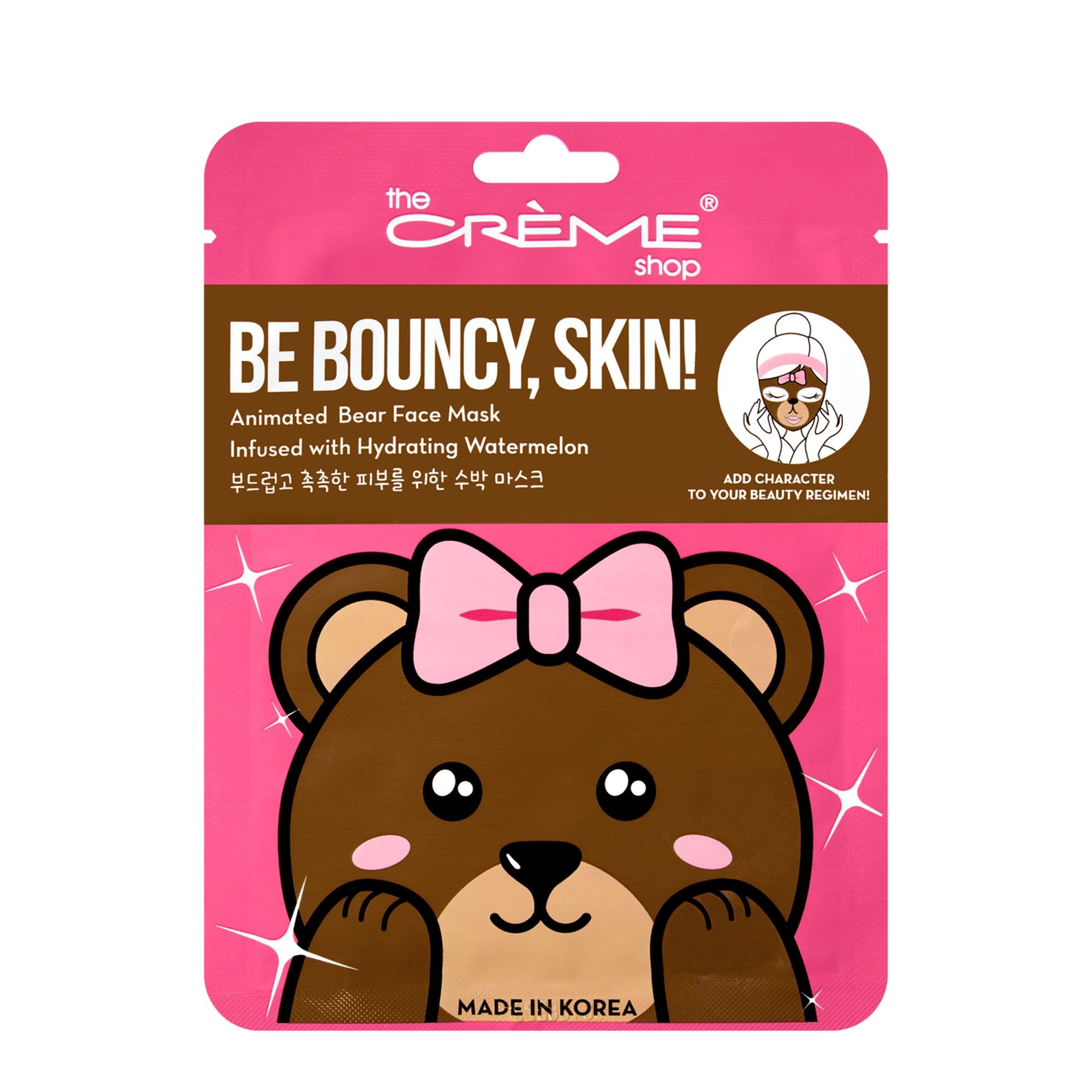 Be Bouncy, Skin! Animated Bear Face Mask - Hydrating Watermelon - The Crème Shop